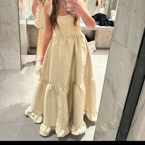 V. Chapman Cream Linen Maxi Dress with Ruffle Hem